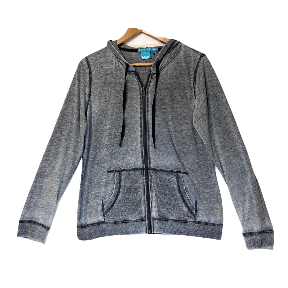 Bliss Let Yourself Glow Gray Zip Up‎ Lightweight Women's Hoodie Size Medium